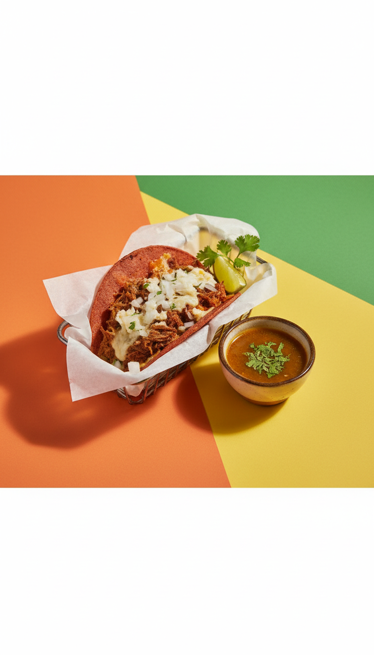Beef Birria Taco with Consommé